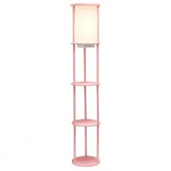 62.5 in. Light Pink Round Modern Floor Lamp Shelf Etagere Organizer Storage with 2 USB Charging Ports, 1 Charging Outlet by Simple Designs 13 62.5 in. Light Pink Round Modern Floor Lamp Shelf Etagere Organizer Storage with 2 USB Charging Ports, 1 Charging Outlet by Simple Designs -Simple Designs Online Shop light pink simple designs floor lamps lf2010 lpk c3 1000