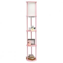 62.5 in. Light Pink Round Modern Floor Lamp Shelf Etagere Organizer Storage with 2 USB Charging Ports, 1 Charging Outlet by Simple Designs 17 62.5 in. Light Pink Round Modern Floor Lamp Shelf Etagere Organizer Storage with 2 USB Charging Ports, 1 Charging Outlet by Simple Designs -Simple Designs Online Shop light pink simple designs floor lamps lf2010 lpk fa 1000