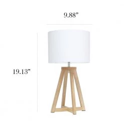 19 in. Natural Wood Interlocked Triangular Table Lamp with White Fabric Shade by Simple Designs -Simple Designs Online Shop natural wood and white simple designs table lamps lt1069 nwh 4f 1000