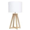 19 in. Natural Wood Interlocked Triangular Table Lamp with White Fabric Shade by Simple Designs