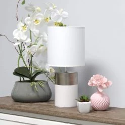 13.5 in. Off White and Silver 2 Toned Basics Table Lamp by Simple Designs -Simple Designs Online Shop off white and silver simple designs table lamps lt1114 off 1f 1000