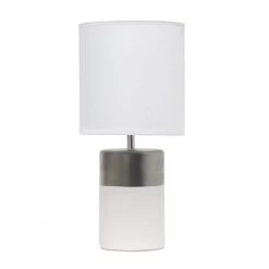 13.5 in. Off White and Silver 2 Toned Basics Table Lamp by Simple Designs