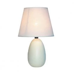 9.45 in. Off White Oval Egg Ceramic Mini Table Lamp by Simple Designs