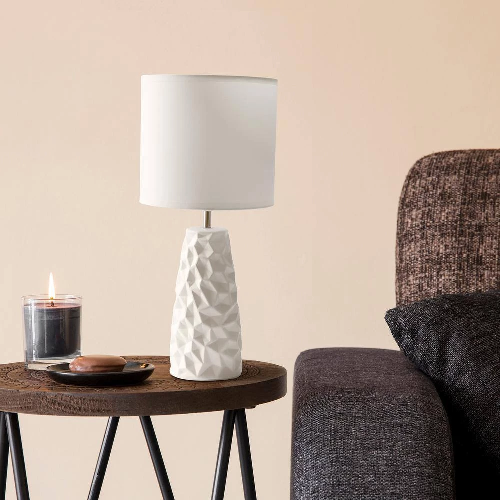 17.5 in. Off White Sculpted Ceramic Table Lamp by Simple Designs 6 17.5 in. Off White Sculpted Ceramic Table Lamp by Simple Designs - Image 6