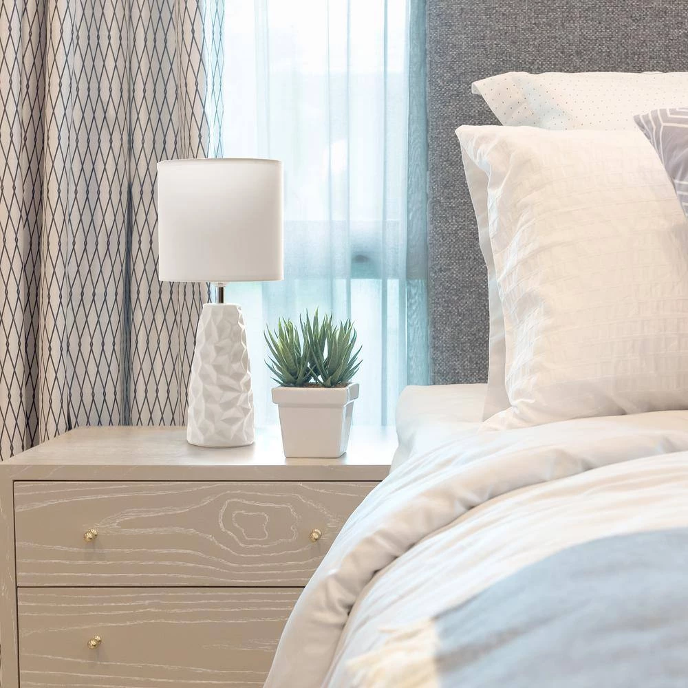 17.5 in. Off White Sculpted Ceramic Table Lamp by Simple Designs 9 17.5 in. Off White Sculpted Ceramic Table Lamp by Simple Designs - Image 9