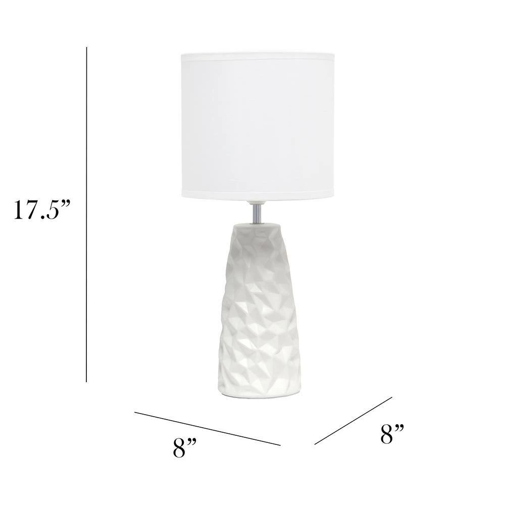 17.5 in. Off White Sculpted Ceramic Table Lamp by Simple Designs 5 17.5 in. Off White Sculpted Ceramic Table Lamp by Simple Designs - Image 5