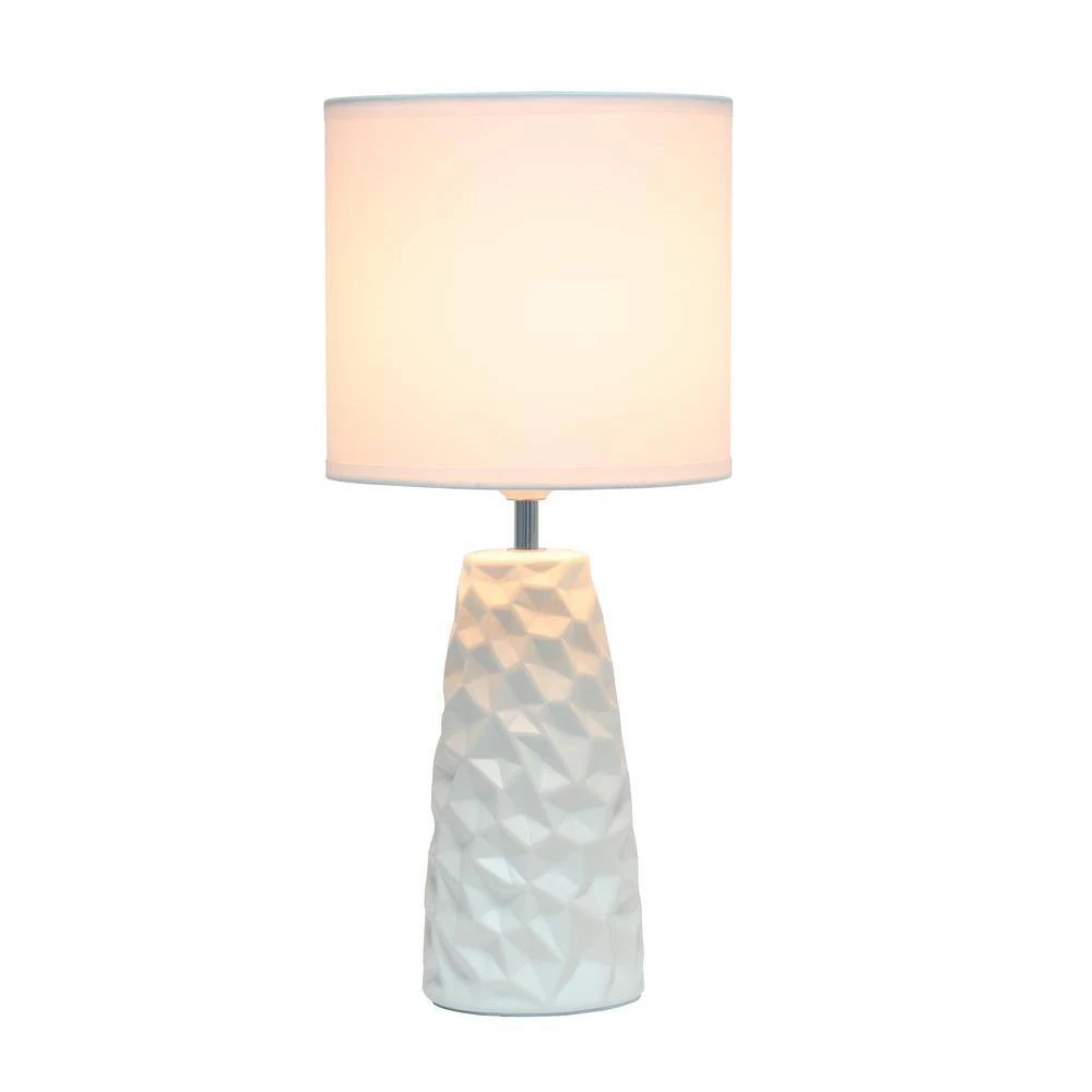 17.5 in. Off White Sculpted Ceramic Table Lamp by Simple Designs 4 17.5 in. Off White Sculpted Ceramic Table Lamp by Simple Designs - Image 4