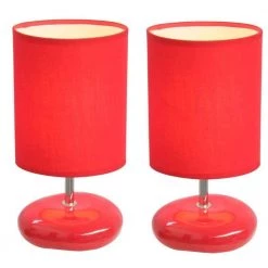 10.5 in. Red Stonies Small Stone Look Table Bedside Lamp (2-Pack) by Simple Designs