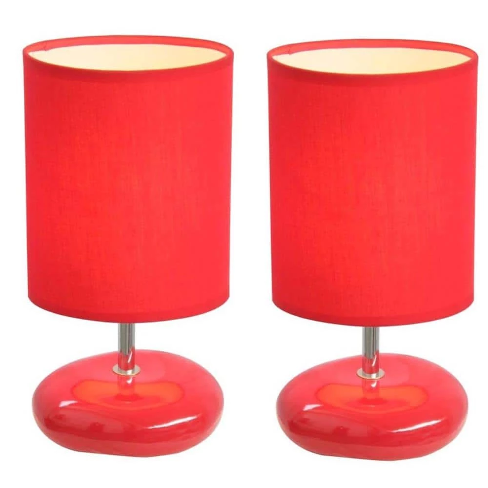 10.5 in. Red Stonies Small Stone Look Table Bedside Lamp (2-Pack) by Simple Designs 1 10.5 in. Red Stonies Small Stone Look Table Bedside Lamp (2-Pack) by Simple Designs