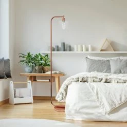 63 in. Rose Gold Antique Style Industrial Iron Lantern Floor Lamp with Glass Shade by Simple Designs -Simple Designs Online Shop rose gold simple designs floor lamps lf1036 rgd 31 1000