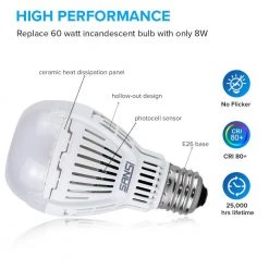 60-Watt Equivalent A19 800 Lumens Dusk to Dawn Automatic On/Off LED Light Bulb Daylight in 5000K with Photocell (2-Pack) by SANSI -Simple Designs Online Shop sansi led light bulbs 01 02 001 010802 44 1000