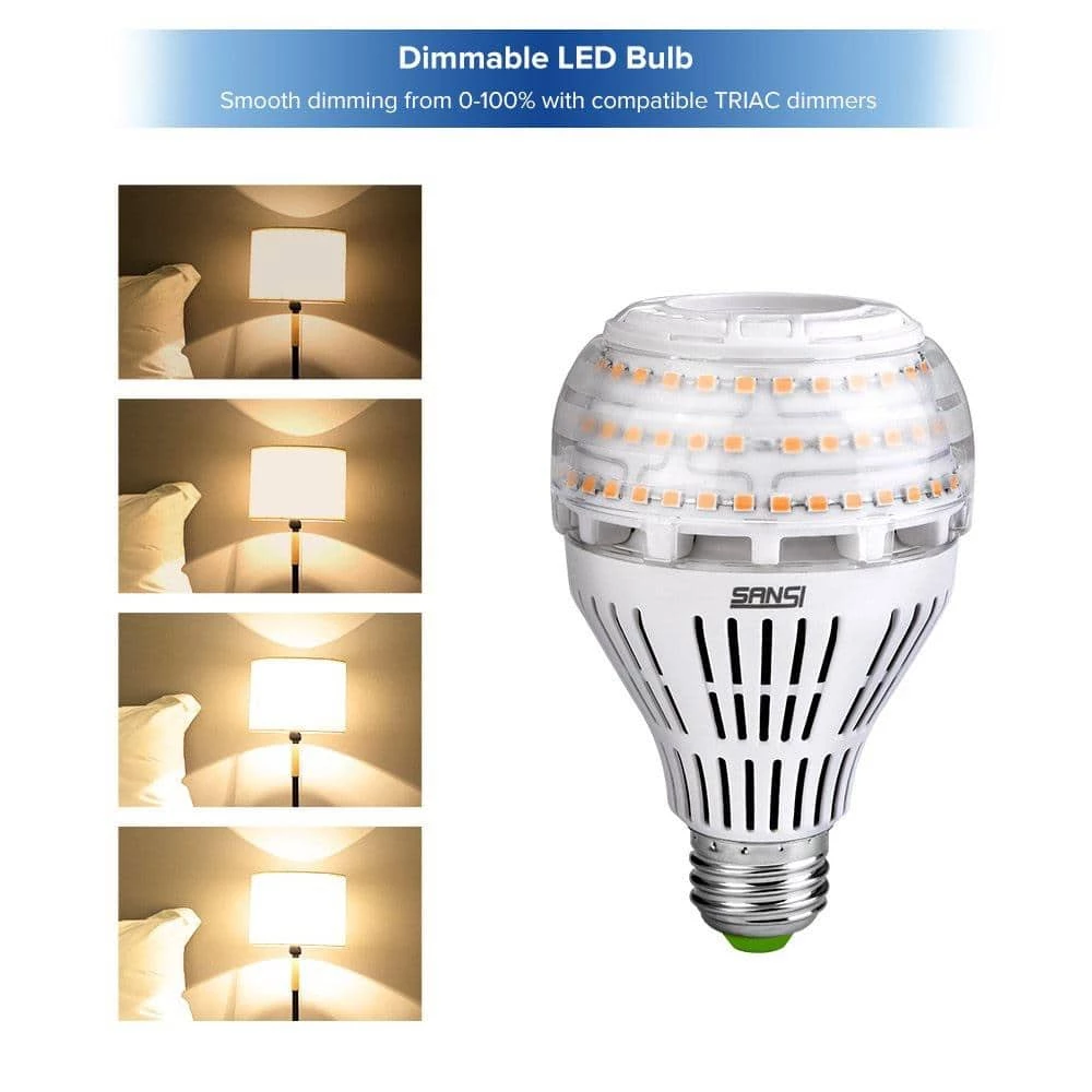 250-Watt Equivalent A21 Dimmable 270° Omni-Directional LED Light Bulb Soft Warm White in 3000K (2-Pack) by SANSI 4 250-Watt Equivalent A21 Dimmable 270° Omni-Directional LED Light Bulb Soft Warm White in 3000K (2-Pack) by SANSI - Image 4