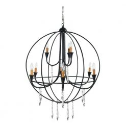 Ballard 9-Light Satin Black Chandelier by A & B Home