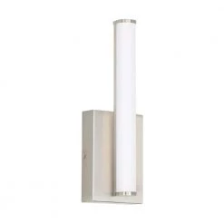 Lufe Round 14 in. 1 Light Satin Nickel Integrated LED Bathroom Vanity Light with Frosted Acrylic Shade by LBL Lighting