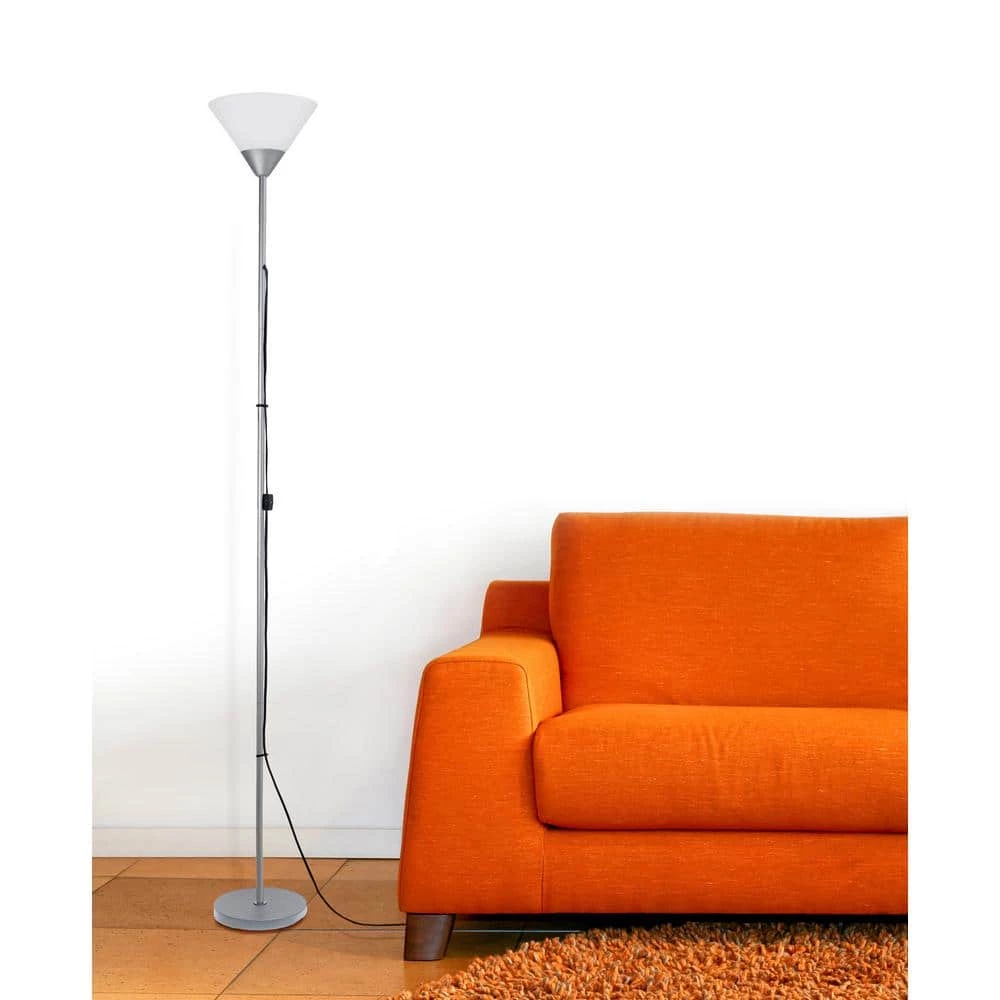 71.25 in. Silver Stick Torchiere Floor Lamp by Simple Designs 4 71.25 in. Silver Stick Torchiere Floor Lamp by Simple Designs - Image 4