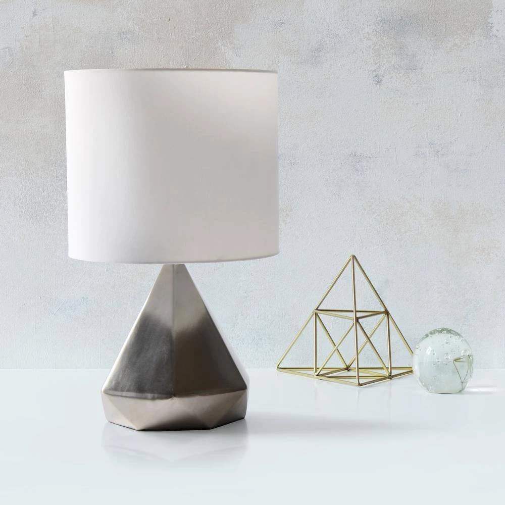 19.88 in. Silver Solid Pyramid Table Lamp by Simple Designs 7 19.88 in. Silver Solid Pyramid Table Lamp by Simple Designs - Image 7
