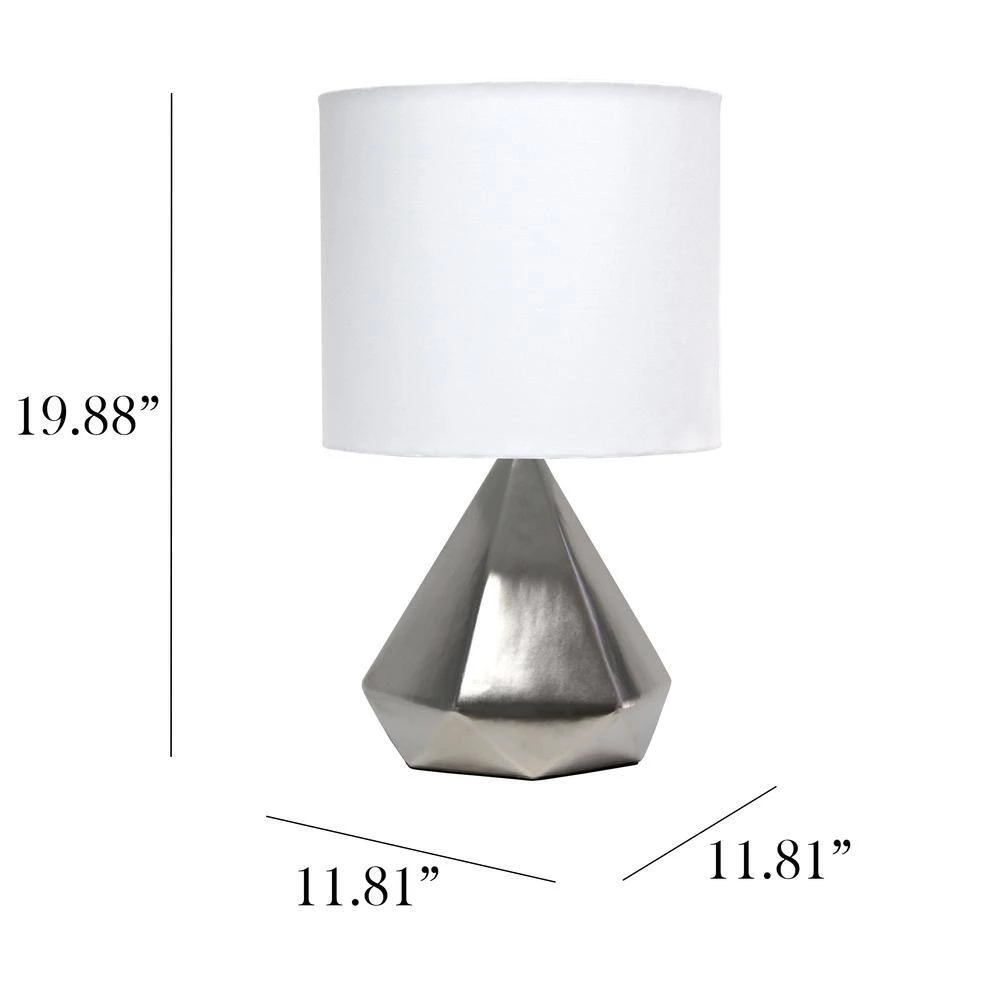 19.88 in. Silver Solid Pyramid Table Lamp by Simple Designs 6 19.88 in. Silver Solid Pyramid Table Lamp by Simple Designs - Image 6