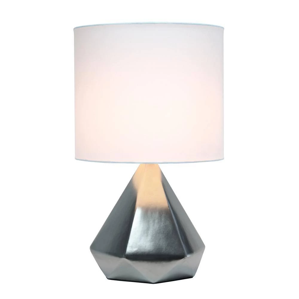 19.88 in. Silver Solid Pyramid Table Lamp by Simple Designs 5 19.88 in. Silver Solid Pyramid Table Lamp by Simple Designs - Image 5