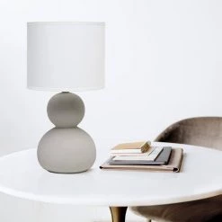 15.38 in. Taupe Stone Age Table Lamp by Simple Designs -Simple Designs Online Shop taupe gray simple designs table lamps lt1116 tau 1f 1000
