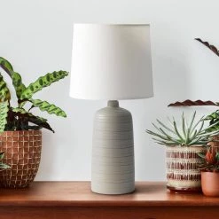 15 .75 in. Taupe Textured Linear Ceramic Table Lamp by Simple Designs -Simple Designs Online Shop taupe simple designs table lamps lt2085 tau 1f 1000