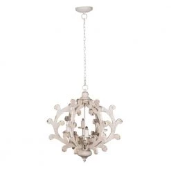 Country 4-Light Vintage White Chandelier by A & B Home