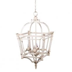 Classic Vintage 4-Light Weathered White Chandelier by A & B Home
