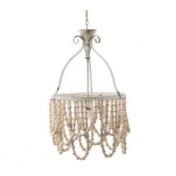 1-Light White Chandelier by A & B Home