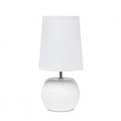 11 .37 in. White and White Studded Texture Ceramic Table Lamp by Simple Designs