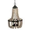 4-Light White and Black Chandelier by A & B Home