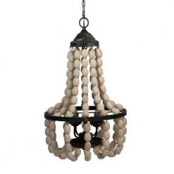 4-Light White and Black Chandelier by A & B Home
