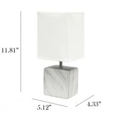 11.8 in. White Marbled Ceramic Table Lamp with White Fabric Shade by Simple Designs -Simple Designs Online Shop white marble simple designs table lamps lt2071 wow 4f 1000