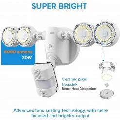 30-Watt 4000 Lumens 180-Degree White Motion Sensor Outdoor Integrated LED 5000K Waterproof Dusk to Dawn Flood Light by SANSI -Simple Designs Online Shop white sansi flood lights 01 04 001 013001 1f 1000