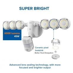 45-Watt 6000 Lumens 180-Degree White Motion Sensor Outdoor Integrated LED 5000K Waterproof Dusk to Dawn Flood Light by SANSI 9 45-Watt 6000 Lumens 180-Degree White Motion Sensor Outdoor Integrated LED 5000K Waterproof Dusk to Dawn Flood Light by SANSI -Simple Designs Online Shop white sansi flood lights 01 04 001 014501 4f 1000