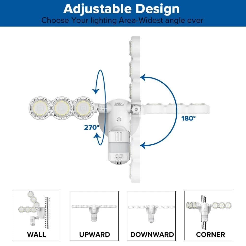 45-Watt 6000 Lumens 180-Degree White Motion Sensor Outdoor Integrated LED 5000K Waterproof Dusk to Dawn Flood Light by SANSI 2 45-Watt 6000 Lumens 180-Degree White Motion Sensor Outdoor Integrated LED 5000K Waterproof Dusk to Dawn Flood Light by SANSI - Image 2