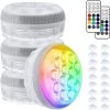 RGB Submersible LED Underwater Lights with Magnet and Suction Cups Waterproof IP68 with 16 Colors RF Remote 4-Pack by SANSI