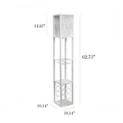 62.75 in. White Floor Lamp Etagere Organizer Storage Shelf and Wine Rack with Linen Shade by Simple Designs 10 62.75 in. White Floor Lamp Etagere Organizer Storage Shelf and Wine Rack with Linen Shade by Simple Designs -Simple Designs Online Shop white simple designs floor lamps lf1015 wht 4f 1000