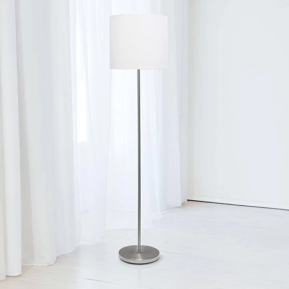 57 in. White Brushed Nickel Drum Shade Floor Lamp by Simple Designs 4 57 in. White Brushed Nickel Drum Shade Floor Lamp by Simple Designs - Image 4
