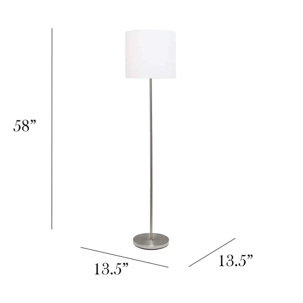57 in. White Brushed Nickel Drum Shade Floor Lamp by Simple Designs 3 57 in. White Brushed Nickel Drum Shade Floor Lamp by Simple Designs - Image 3