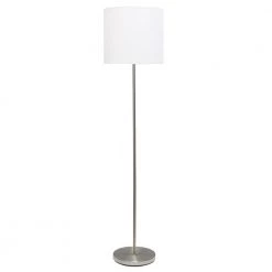 57 in. White Brushed Nickel Drum Shade Floor Lamp by Simple Designs