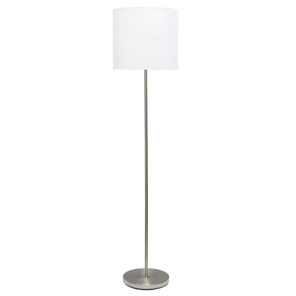 57 in. White Brushed Nickel Drum Shade Floor Lamp by Simple Designs 1 57 in. White Brushed Nickel Drum Shade Floor Lamp by Simple Designs