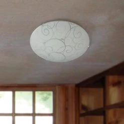 Scroll Swirl Design 1-Light White Ceiling Round Flush Mount by Simple Designs -Simple Designs Online Shop white simple designs flush mount lights fm3000 wht 31 1000