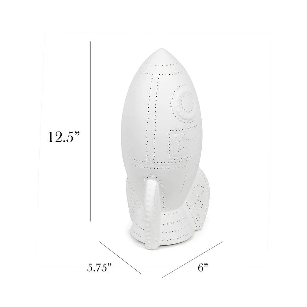 12.5 in. White Porcelain Rocketship Table Lamp by Simple Designs 6 12.5 in. White Porcelain Rocketship Table Lamp by Simple Designs - Image 6