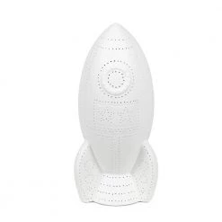 12.5 in. White Porcelain Rocketship Table Lamp by Simple Designs