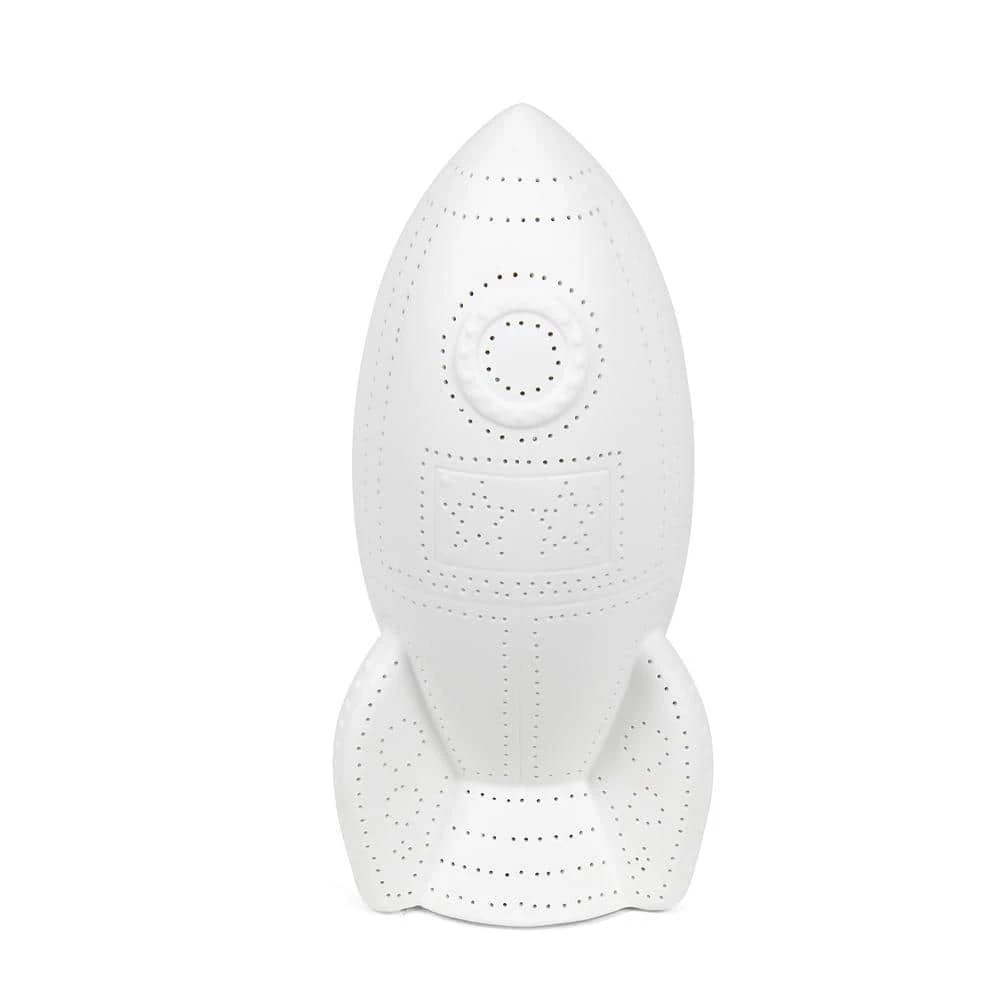 12.5 in. White Porcelain Rocketship Table Lamp by Simple Designs 1 12.5 in. White Porcelain Rocketship Table Lamp by Simple Designs