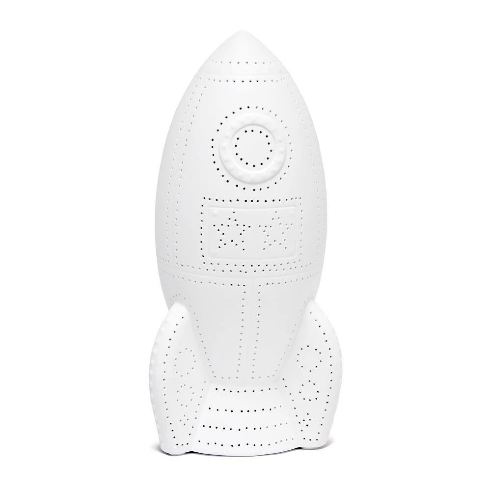 12.5 in. White Porcelain Rocketship Table Lamp by Simple Designs 2 12.5 in. White Porcelain Rocketship Table Lamp by Simple Designs - Image 2