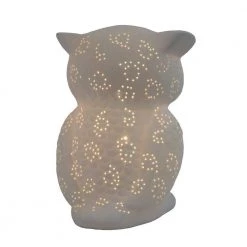 9.84 in. White Porcelain Wise Owl Shaped Table Lamp by Simple Designs -Simple Designs Online Shop white simple designs novelty lamps lt3027 wht 1f 1000