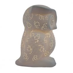 9.84 in. White Porcelain Wise Owl Shaped Table Lamp by Simple Designs -Simple Designs Online Shop white simple designs novelty lamps lt3027 wht 4f 1000