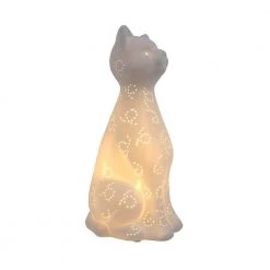 11 in. White Porcelain Kitty Cat Shaped Table Lamp by Simple Designs -Simple Designs Online Shop white simple designs novelty lamps lt3056 wht 1f 1000