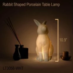 10.9 in. White Porcelain Bunny Rabbit Shaped Table Lamp by Simple Designs -Simple Designs Online Shop white simple designs novelty lamps lt3058 wht c3 1000
