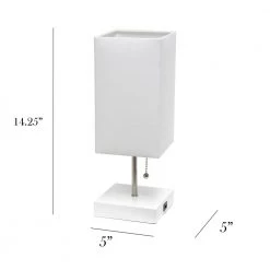14.25 in. Petite White Stick Lamp with USB Charging Port and White Fabric Shade Set (2-Pack) by Simple Designs 10 14.25 in. Petite White Stick Lamp with USB Charging Port and White Fabric Shade Set (2-Pack) by Simple Designs -Simple Designs Online Shop white simple designs table lamps lc2004 wow 2pk 4f 1000